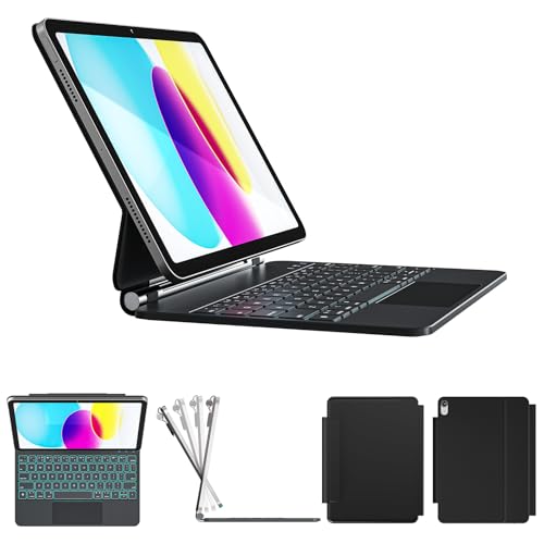 for iPad 11th A16  2025 /10th Generation Case with Keyboard  Magic Keyboard 2022  Springy Backlit Keys  Stain Resistant Surface  Multi Touch Trackpad Black