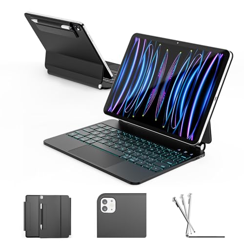 for iPad Air 11 inch  M3 2025 / M2 2024  & iPad Pro 11 inch 1st/2nd/3rd/4th Gen   Magic Keyboard for Air 4/5 10 9  Springy Backlit Keys  Stain Resistant Surface  Multi Touch Trackpad  Black