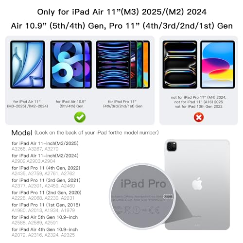 for iPad Air 11 inch  M3 2025 / M2 2024  & iPad Pro 11 inch 1st/2nd/3rd/4th Gen   Magic Keyboard for Air 4/5 10 9  Springy Backlit Keys  Stain Resistant Surface  Multi Touch Trackpad  Black