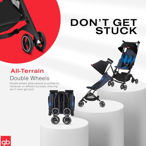gb Pockit  All Terrain  Ultra Compact Lightweight Travel Stroller with Canopy and Reclining Seat in Night Blue  10 6 pounds