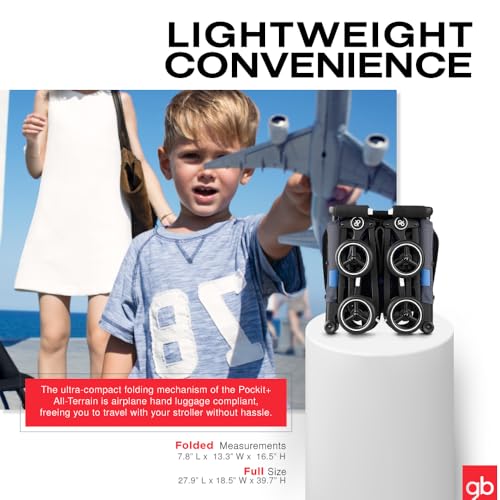 gb Pockit  All Terrain  Ultra Compact Lightweight Travel Stroller with Canopy and Reclining Seat in Night Blue  10 6 pounds