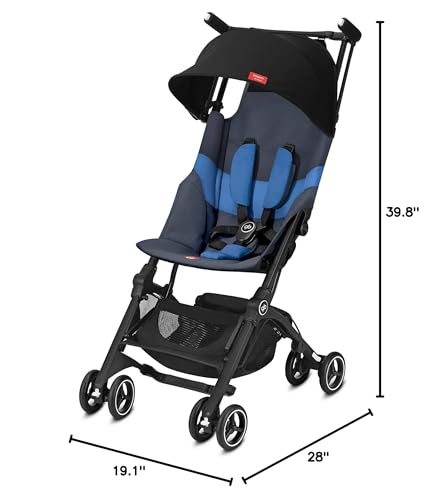gb Pockit  All Terrain  Ultra Compact Lightweight Travel Stroller with Canopy and Reclining Seat in Night Blue  10 6 pounds