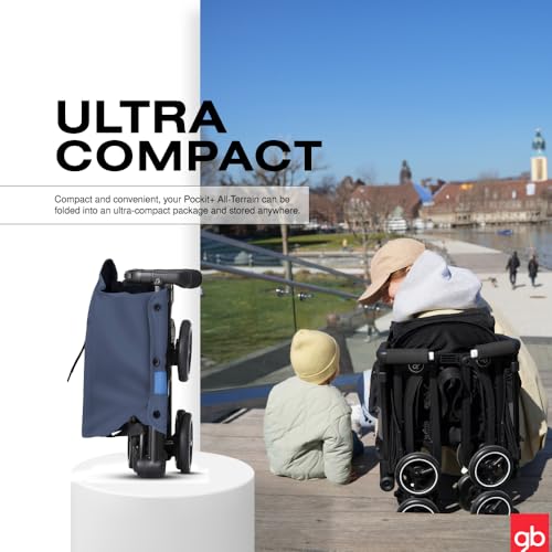 gb Pockit  All Terrain  Ultra Compact Lightweight Travel Stroller with Canopy and Reclining Seat in Night Blue  10 6 pounds