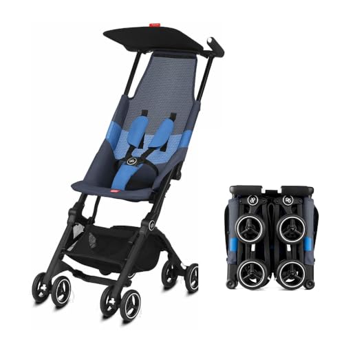 gb Pockit  All Terrain  Ultra Compact Lightweight Travel Stroller with Canopy and Reclining Seat in Night Blue  10 6 pounds