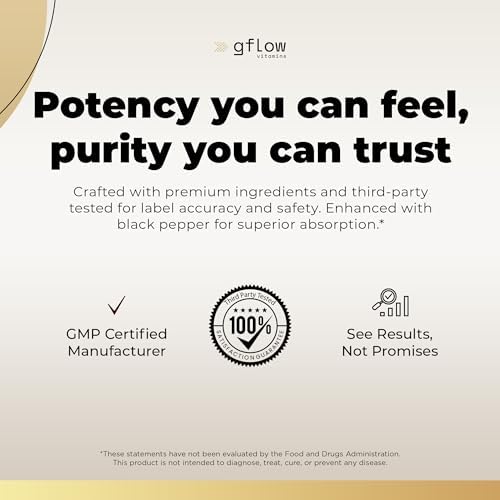 gflow vitamins Suplementos de Ashwagandha para mujeres y hombres 6000mg | Apoyo para el sueño, el estado de ánimo y la energía | Fuerza extra, amigable con veganos, sin OMG, fabricado en EE. UU