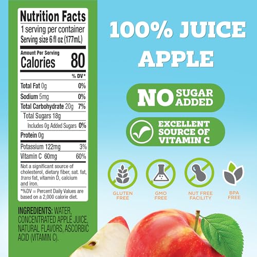 good2grow Jugo de manzana – Bebidas 100% de jugo para niños, jugo de fruta sin azúcar añadido, botellas de jugo de 6 onzas líquidas con tapas de personajes de la Patrulla Canina a prueba de derrames