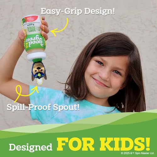 good2grow Jugo de manzana – Bebidas 100% de jugo para niños, jugo de fruta sin azúcar añadido, botellas de jugo de 6 onzas líquidas con tapas de personajes de la Patrulla Canina a prueba de derrames