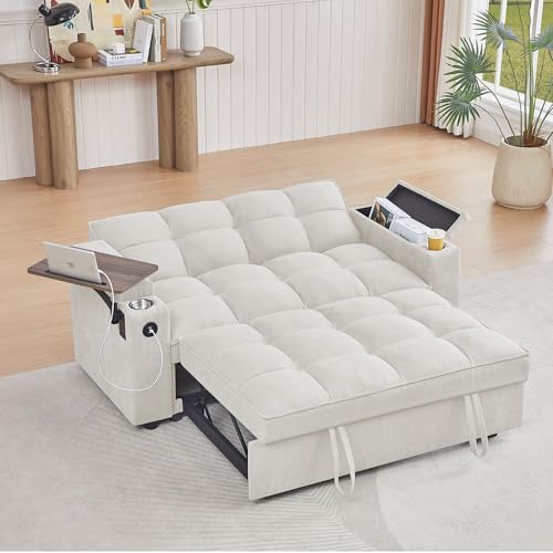 hansones 65 3 in 1 Folding Convertible Sofa Bed  Pullout Sofa  Modern Chenille Fabric  360  Swivel Side Table  Easy Assembly  Perfect for Living Room  Black