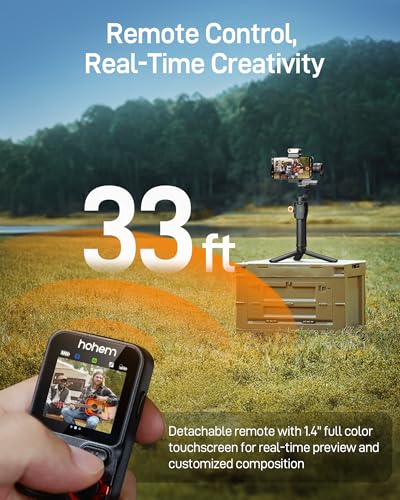 hohem iSteady M7 Gimbal Stabilizer for iPhone  Phone Gimbal with AI Tracking  1 4 Detachable Touchscreen Remote  Built in Extension Rod  Fill Light  Phone Stabilizer for Video Recording  YouTube
