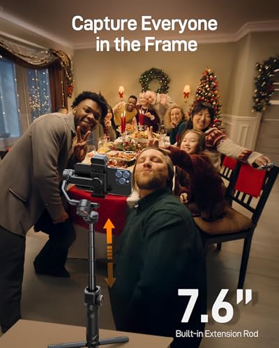 hohem iSteady M7 Gimbal Stabilizer for iPhone  Phone Gimbal with AI Tracking  1 4 Detachable Touchscreen Remote  Built in Extension Rod  Fill Light  Phone Stabilizer for Video Recording  YouTube