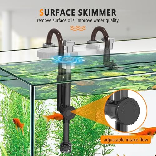 hygger Quiet Hang On Back Aquarium Filter 15 40 Gallon Small Fish Tank Canister Filter with Surface Skimmer Spray Bar 3 Floss Pads Bio Filter Media Adjustable Flow  Easy Water Change 159 GPH