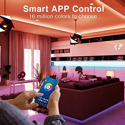 hyrion Smart LED Lights for Bedroom 100ft  Voice Control Strip Lights with Alexa and Google Assistant  RGB Color Changing  Music Sync WI FI Led Lighting with App Controlled for Room Decor 2   51ft 