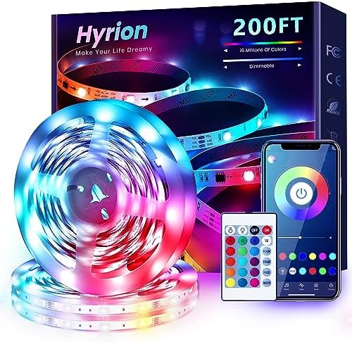 hyrion Smart LED Lights for Bedroom 100ft  Voice Control Strip Lights with Alexa and Google Assistant  RGB Color Changing  Music Sync WI FI Led Lighting with App Controlled for Room Decor 2   51ft 