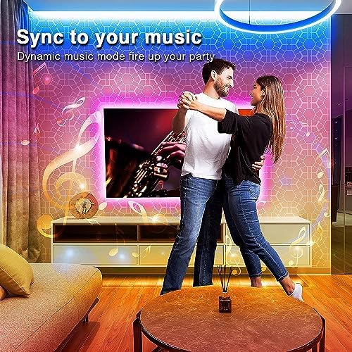 hyrion Smart LED Lights for Bedroom 100ft  Voice Control Strip Lights with Alexa and Google Assistant  RGB Color Changing  Music Sync WI FI Led Lighting with App Controlled for Room Decor 2   51ft 