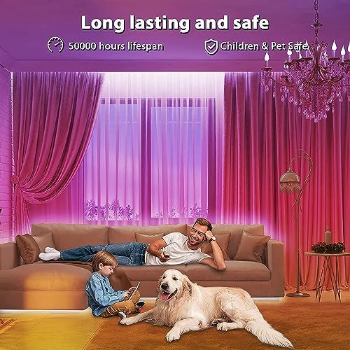hyrion Smart LED Lights for Bedroom 100ft  Voice Control Strip Lights with Alexa and Google Assistant  RGB Color Changing  Music Sync WI FI Led Lighting with App Controlled for Room Decor 2   51ft 