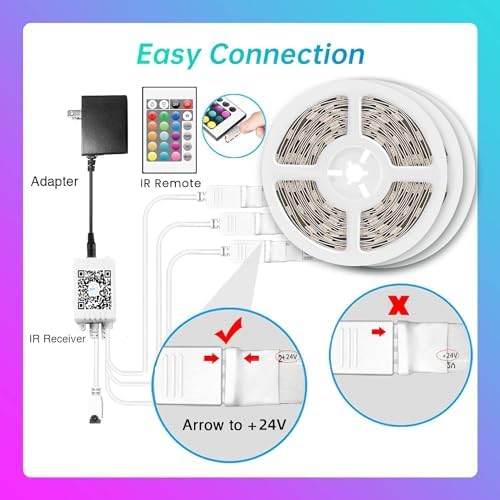 hyrion Smart LED Lights for Bedroom 100ft  Voice Control Strip Lights with Alexa and Google Assistant  RGB Color Changing  Music Sync WI FI Led Lighting with App Controlled for Room Decor 2   51ft 