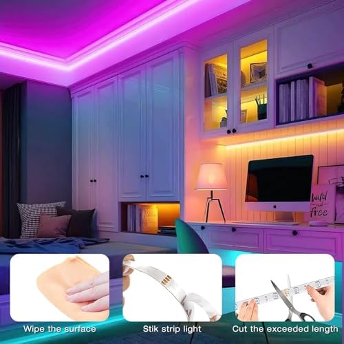 hyrion Smart LED Lights for Bedroom 100ft  Voice Control Strip Lights with Alexa and Google Assistant  RGB Color Changing  Music Sync WI FI Led Lighting with App Controlled for Room Decor 2   51ft 