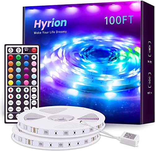 hyrion Smart LED Lights for Bedroom 100ft  Voice Control Strip Lights with Alexa and Google Assistant  RGB Color Changing  Music Sync WI FI Led Lighting with App Controlled for Room Decor 2   51ft 