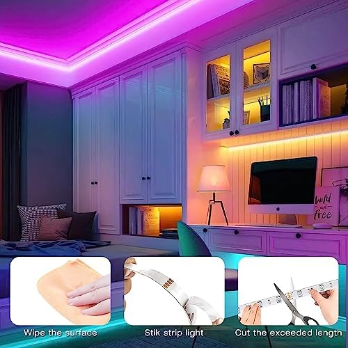 hyrion Smart LED Lights for Bedroom 100ft  Voice Control Strip Lights with Alexa and Google Assistant  RGB Color Changing  Music Sync WI FI Led Lighting with App Controlled for Room Decor 2   51ft 