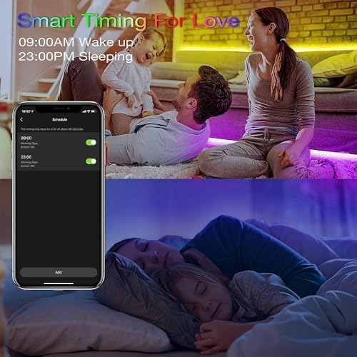 hyrion Smart LED Lights for Bedroom 100ft  Voice Control Strip Lights with Alexa and Google Assistant  RGB Color Changing  Music Sync WI FI Led Lighting with App Controlled for Room Decor 2   51ft 