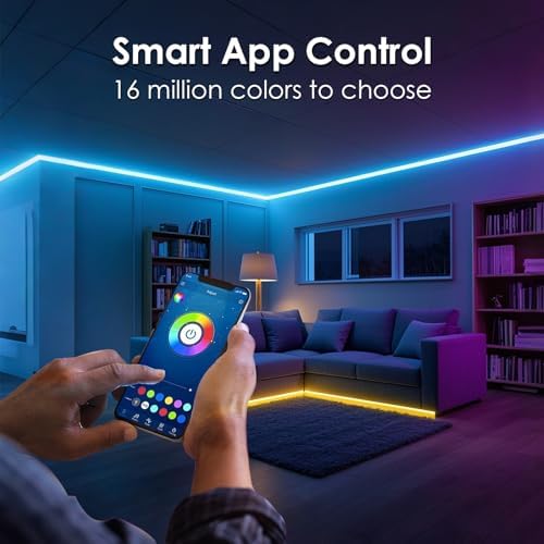 hyrion Smart LED Lights for Bedroom 100ft  Voice Control Strip Lights with Alexa and Google Assistant  RGB Color Changing  Music Sync WI FI Led Lighting with App Controlled for Room Decor 2   51ft 
