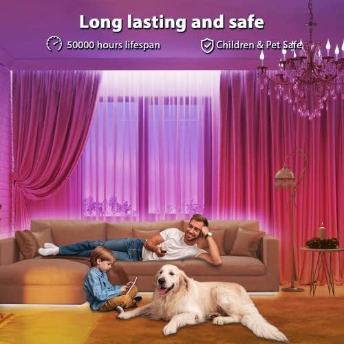 hyrion Smart LED Lights for Bedroom 100ft  Voice Control Strip Lights with Alexa and Google Assistant  RGB Color Changing  Music Sync WI FI Led Lighting with App Controlled for Room Decor 2   51ft 
