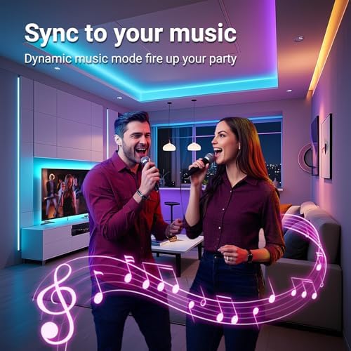 hyrion Smart LED Lights for Bedroom 100ft  Voice Control Strip Lights with Alexa and Google Assistant  RGB Color Changing  Music Sync WI FI Led Lighting with App Controlled for Room Decor 2   51ft 