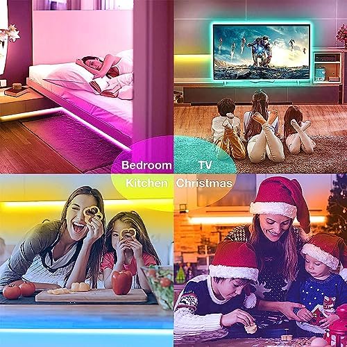 hyrion Smart LED Lights for Bedroom 100ft  Voice Control Strip Lights with Alexa and Google Assistant  RGB Color Changing  Music Sync WI FI Led Lighting with App Controlled for Room Decor 2   51ft 