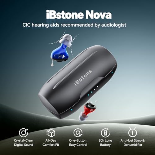 iBstone Nova Hearing Aids for Seniors Adults   Superior Sound Quality  Smart Noise Cancelling  No Feedback  Auto On/Off  Rechargeable  with Dryer Department & Anti Lost Lanyard  Over The Counter