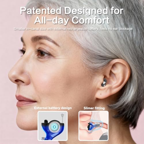 iBstone Nova Hearing Aids for Seniors Adults   Superior Sound Quality  Smart Noise Cancelling  No Feedback  Auto On/Off  Rechargeable  with Dryer Department & Anti Lost Lanyard  Over The Counter