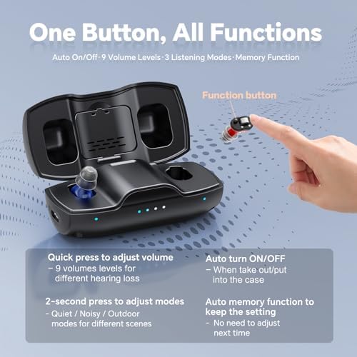 iBstone Nova Hearing Aids for Seniors Adults   Superior Sound Quality  Smart Noise Cancelling  No Feedback  Auto On/Off  Rechargeable  with Dryer Department & Anti Lost Lanyard  Over The Counter