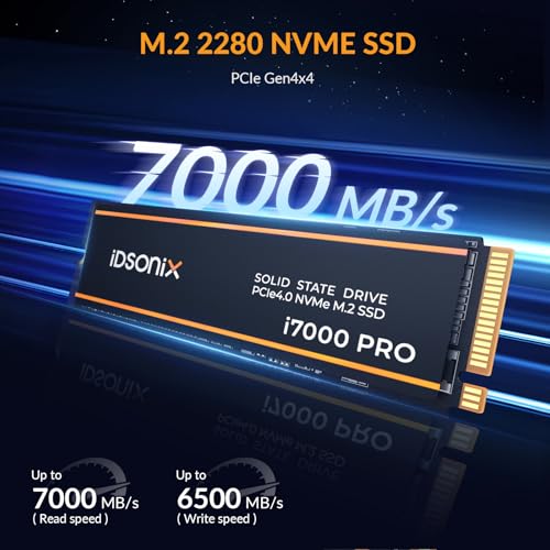 iDsonix M 2 SSD 2TB  PCIe Gen4X4  M 2 2280 NVMe SSD  Speeds Up to 7000 MB/s  Internal Gaming Solid State Drive with 3D NAND Flash & Heatsink for PS5  PC  Laptop and Desktop