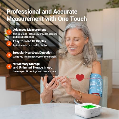iHealth Track Smart Upper Arm Blood Pressure Monitor with Wide Range Cuff That fits Standard to Large Adult Arms  Bluetooth Compatible for iOS & Android Devices