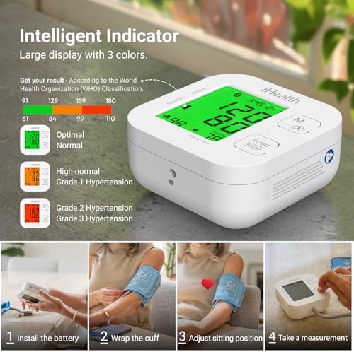 iHealth Track Smart Upper Arm Blood Pressure Monitor with Wide Range Cuff That fits Standard to Large Adult Arms  Bluetooth Compatible for iOS & Android Devices