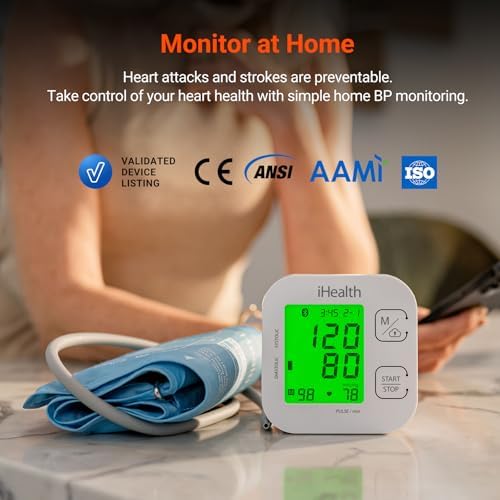 iHealth Track Smart Upper Arm Blood Pressure Monitor with Wide Range Cuff That fits Standard to Large Adult Arms  Bluetooth Compatible for iOS & Android Devices