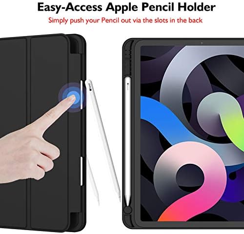 iMieet iPad Air 11 Inch Case M4/M3/M2 2026/2025/2024   iPad Air 5th/4th Generation Case 2022/2020 10 9 Inch with Pencil Holder Trifold Stand Smart Case with Soft TPU Back Black 