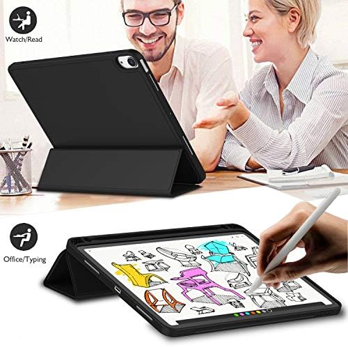 iMieet iPad Air 11 Inch Case M4/M3/M2 2026/2025/2024   iPad Air 5th/4th Generation Case 2022/2020 10 9 Inch with Pencil Holder Trifold Stand Smart Case with Soft TPU Back Black 