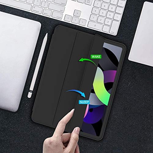 iMieet iPad Air 11 Inch Case M4/M3/M2 2026/2025/2024   iPad Air 5th/4th Generation Case 2022/2020 10 9 Inch with Pencil Holder Trifold Stand Smart Case with Soft TPU Back Black 