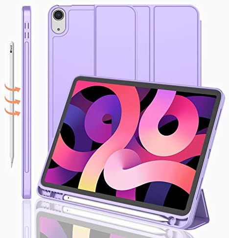 iMieet iPad Air 11 Inch Case M4/M3/M2 2026/2025/2024   iPad Air 5th/4th Generation Case 2022/2020 10 9 Inch with Pencil Holder Trifold Stand Smart Case with Soft TPU Back Black 
