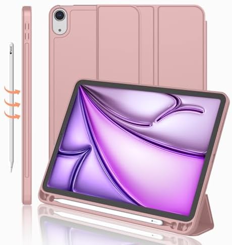 iMieet iPad Air 11 Inch Case M4/M3/M2 2026/2025/2024   iPad Air 5th/4th Generation Case 2022/2020 10 9 Inch with Pencil Holder Trifold Stand Smart Case with Soft TPU Back Black 