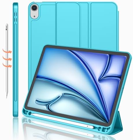 iMieet iPad Air 11 Inch Case M4/M3/M2 2026/2025/2024   iPad Air 5th/4th Generation Case 2022/2020 10 9 Inch with Pencil Holder Trifold Stand Smart Case with Soft TPU Back Black 