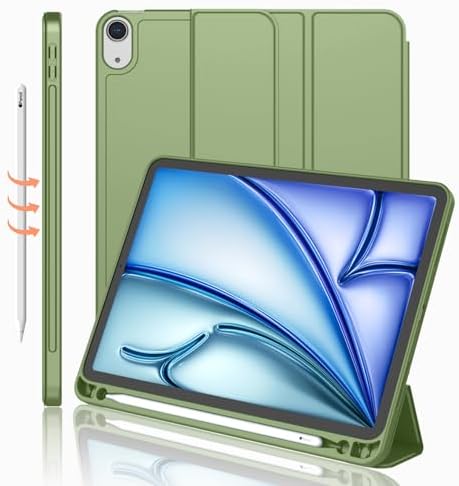 iMieet iPad Air 11 Inch Case M4/M3/M2 2026/2025/2024   iPad Air 5th/4th Generation Case 2022/2020 10 9 Inch with Pencil Holder Trifold Stand Smart Case with Soft TPU Back Black 