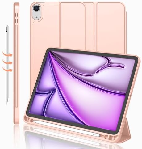 iMieet iPad Air 11 Inch Case M4/M3/M2 2026/2025/2024   iPad Air 5th/4th Generation Case 2022/2020 10 9 Inch with Pencil Holder Trifold Stand Smart Case with Soft TPU Back Black 