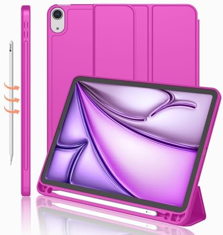 iMieet iPad Air 11 Inch Case M4/M3/M2 2026/2025/2024   iPad Air 5th/4th Generation Case 2022/2020 10 9 Inch with Pencil Holder Trifold Stand Smart Case with Soft TPU Back Black 