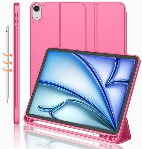 iMieet iPad Air 11 Inch Case M4/M3/M2 2026/2025/2024   iPad Air 5th/4th Generation Case 2022/2020 10 9 Inch with Pencil Holder Trifold Stand Smart Case with Soft TPU Back Black 