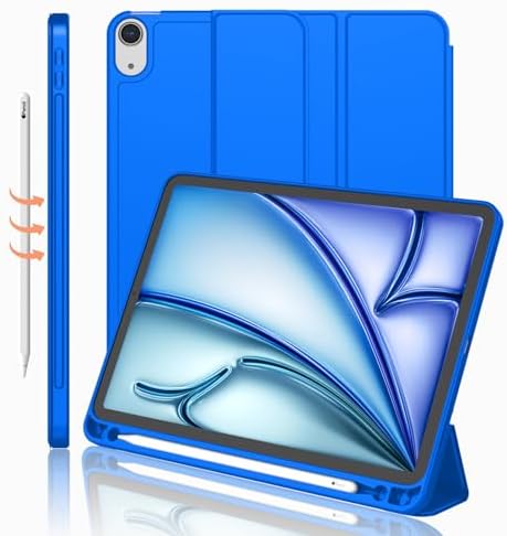 iMieet iPad Air 11 Inch Case M4/M3/M2 2026/2025/2024   iPad Air 5th/4th Generation Case 2022/2020 10 9 Inch with Pencil Holder Trifold Stand Smart Case with Soft TPU Back Black 