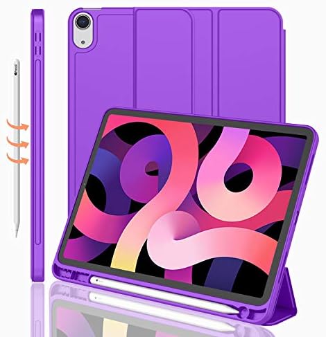 iMieet iPad Air 11 Inch Case M4/M3/M2 2026/2025/2024   iPad Air 5th/4th Generation Case 2022/2020 10 9 Inch with Pencil Holder Trifold Stand Smart Case with Soft TPU Back Black 