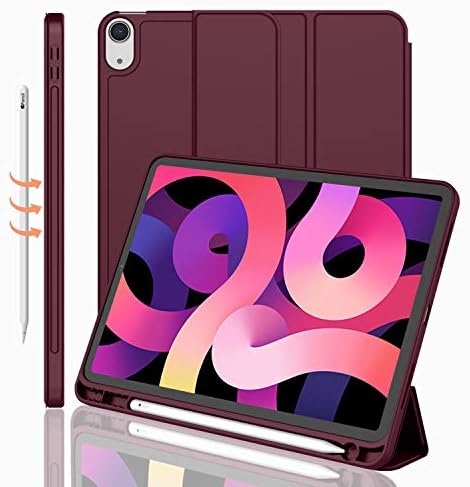 iMieet iPad Air 11 Inch Case M4/M3/M2 2026/2025/2024   iPad Air 5th/4th Generation Case 2022/2020 10 9 Inch with Pencil Holder Trifold Stand Smart Case with Soft TPU Back Black 