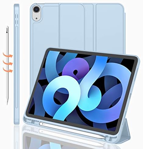 iMieet iPad Air 11 Inch Case M4/M3/M2 2026/2025/2024   iPad Air 5th/4th Generation Case 2022/2020 10 9 Inch with Pencil Holder Trifold Stand Smart Case with Soft TPU Back Black 