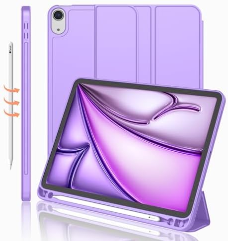iMieet iPad Air 11 Inch Case M4/M3/M2 2026/2025/2024   iPad Air 5th/4th Generation Case 2022/2020 10 9 Inch with Pencil Holder Trifold Stand Smart Case with Soft TPU Back Black 